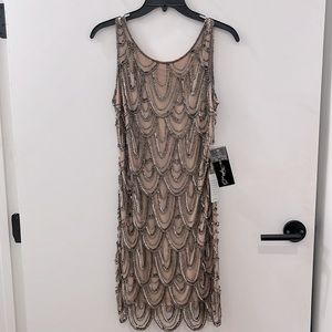 Pisarro Nights: Nude Rose Beaded Dress